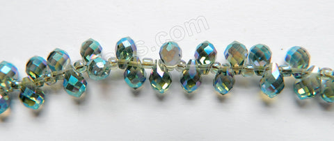 Mystic London Blue Peacock Crystal  -  Small Faceted Teardrop  9"