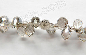Smoky Crystal  -  5x7mm Small Faceted Teardrop  9"