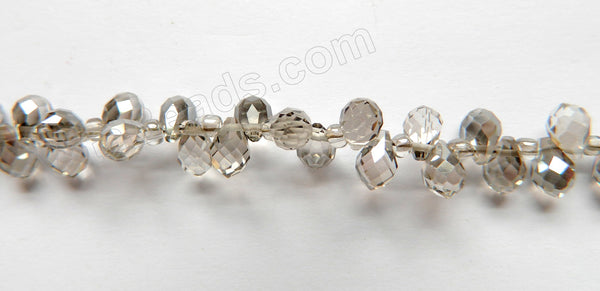 Smoky Crystal  -  5x7mm Small Faceted Teardrop  9"