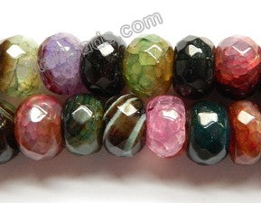 Mixed Tourmaline Fire Agate  -  Big Faceted Rondels  15"     14 x 8 mm