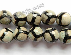 DZi Agate Pale Green w/ Blk Football Line - Faceted Round  15"