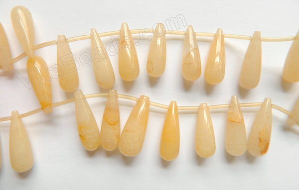 Honey Jade  -  Smooth Long Teardrops Top Drilled 16"