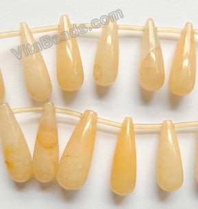 Honey Jade  -  Smooth Long Teardrops Top Drilled 16"