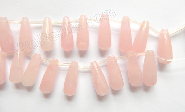 Rose Quartz  -  Smooth Long Teardrops Top Drilled 16"