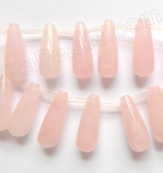 Rose Quartz  -  Smooth Long Teardrops Top Drilled 16"