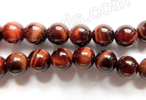 Red Tiger Eye AAA  -  Smooth Round Beads  16"