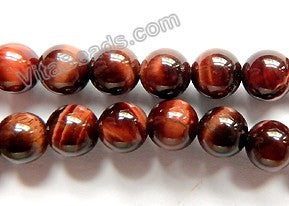 Red Tiger Eye AAA  -  Smooth Round Beads  16"
