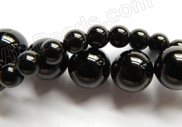 Black Tourmaline AAA  -  Smooth Round Beads  16"