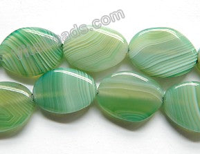Light Green Sardonix Agate  -  Twisted Flat Ovals  16"