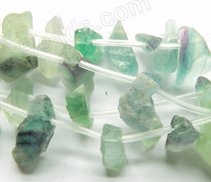 Rough Green Fluorite A  -  Free Form Top Drilled Drops Nugget  16"     10 - 25 mm