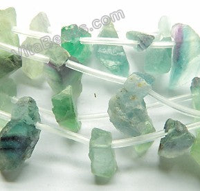 Rough Green Fluorite A  -  Free Form Top Drilled Drops Nugget  16"     10 - 25 mm