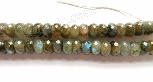 Dark Brown Labradorite  -  Faceted Rondels  16"