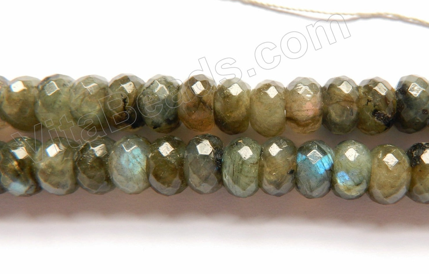 Dark Brown Labradorite  -  Faceted Rondels  16"