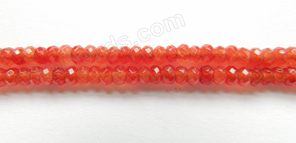 Red Orange Coral Jade  -  Small Faceted Rondel  15"    4 mm