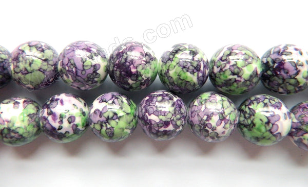 Purple Green Lilac Magnesite  -  Big Smooth Round Beads   15"