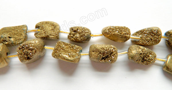 Light Yellow Gold Druzy Crystal  -  Free Form Cubes  16"