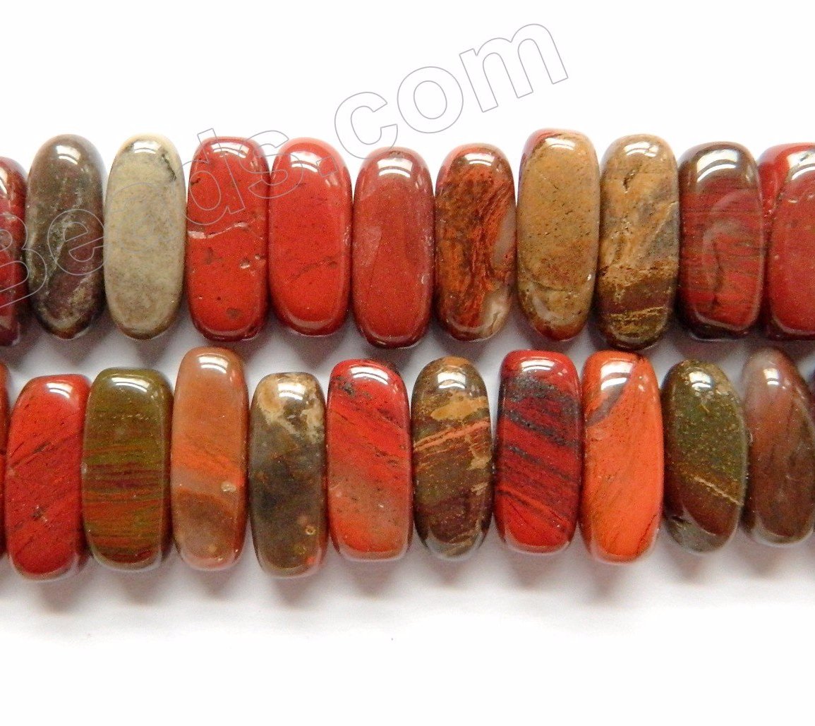 Poppy Jasper  -  Center Drilled Smooth Rectangles  16"