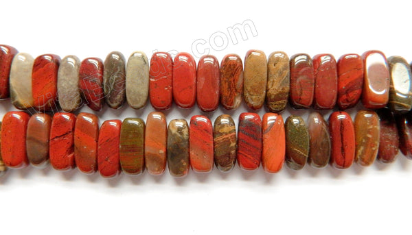 Poppy Jasper  -  Center Drilled Smooth Rectangles  16"