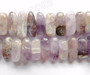 Light Sage Amethyst  -  Center Drilled Smooth Rectangles  16"