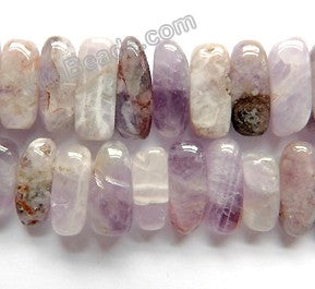 Light Sage Amethyst  -  Center Drilled Smooth Rectangles  16"