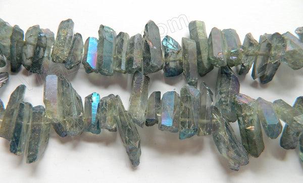 Frosted Iolite Crystal Natural AAA  -  Graduated Faceted Tooth  16"