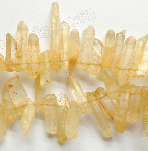 Frosted Citrine Crystal Natural  -  Graduated Faceted Tooth  16"    6 x 25 - 40 mm