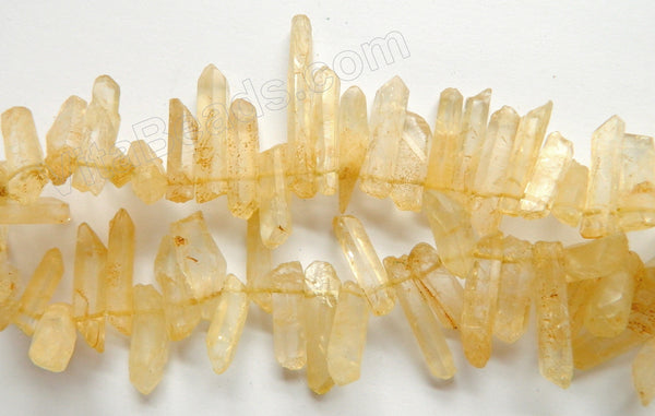 Frosted Citrine Crystal Natural  -  Graduated Faceted Tooth  16"    6 x 25 - 40 mm