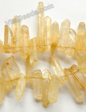 Frosted Citrine Crystal Natural  -  Graduated Faceted Tooth  16"    6 x 25 - 40 mm