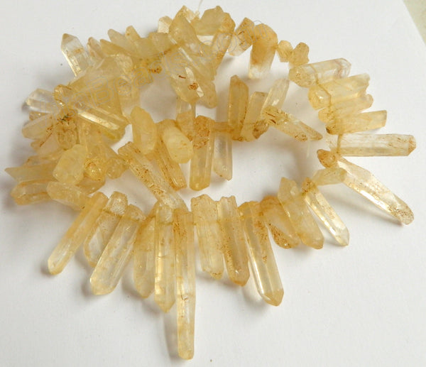 Frosted Citrine Crystal Natural  -  Graduated Faceted Tooth  16"    6 x 25 - 40 mm