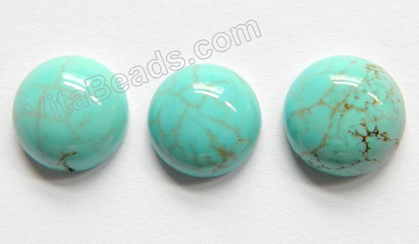 Cracked Blue Green Turquoise  -  Smooth Round Cabochon