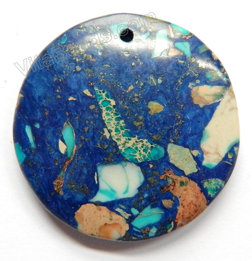 Pendant - Smooth Round Royal Compressed Tropical Impression Jasper