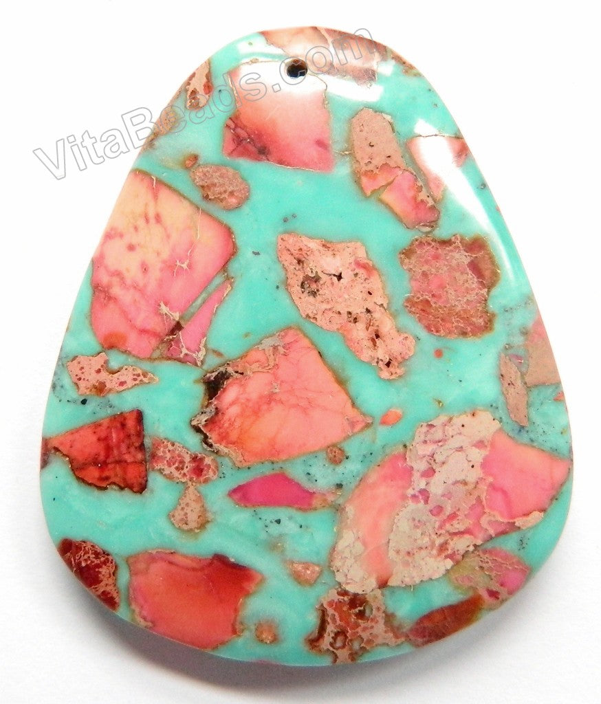 Pendant - Smooth Ladder - Aqua Compressed Tropical Impression Jasper B