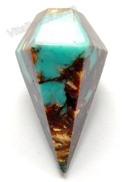 Bronzite Turquoise Recomposed - Faceted Point Pendant