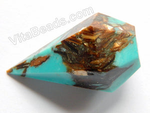 Bronzite Turquoise Recomposed - Faceted Point Pendant