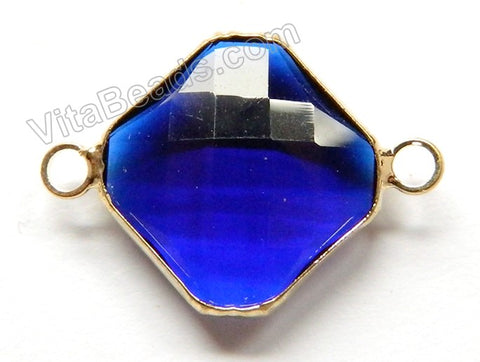 Sapphire Crystal  -  Gold Trim Faceted Diamond Connector