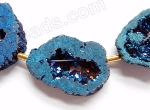 Sapphire Blue Druzy Crystal  -  3 pieces Set Pendant