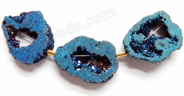 Sapphire Blue Druzy Crystal  -  3 pieces Set Pendant