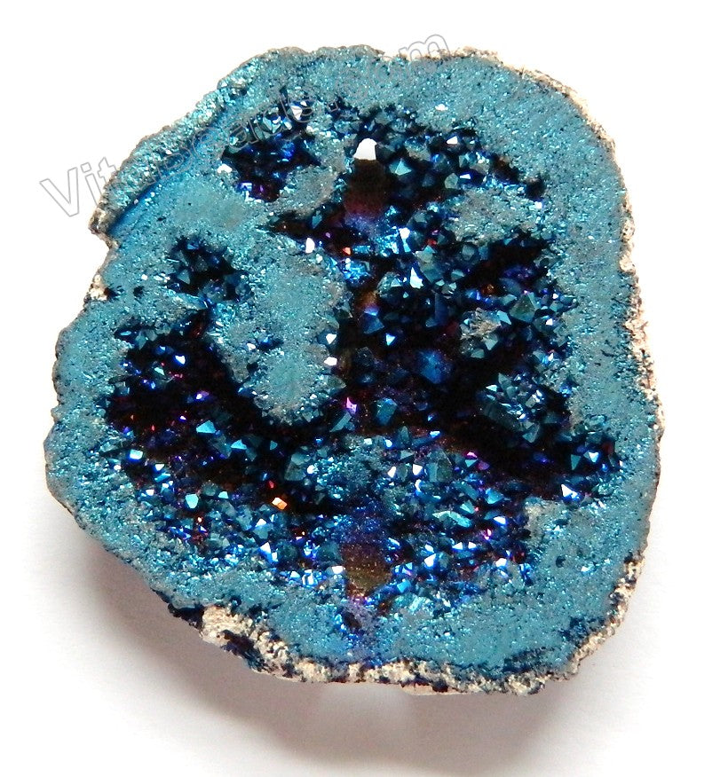 Druzy Crystal Hollow Pendant - Sapphire Blue