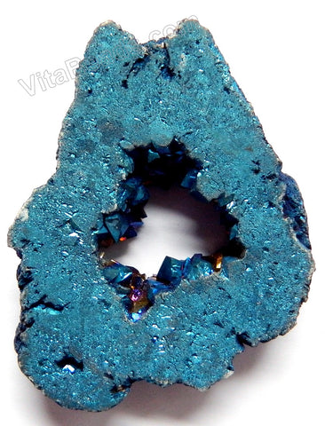 Druzy Crystal Hollow Pendant - Sapphire Blue