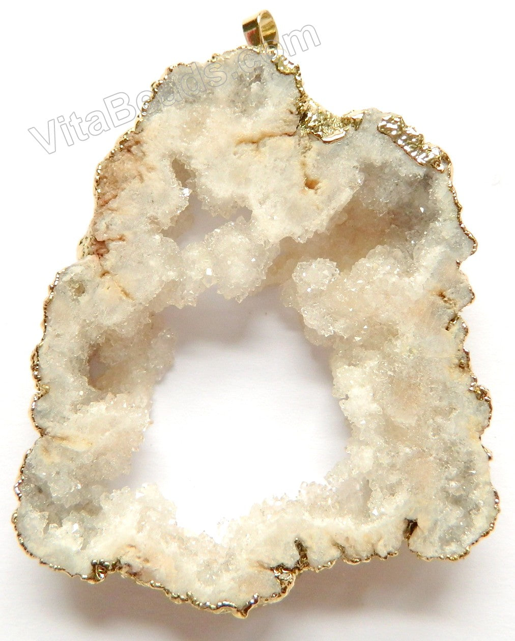 Druzy Crystal Hollow Pendant - Cream - 12 w/ Gold Edge &. Bail