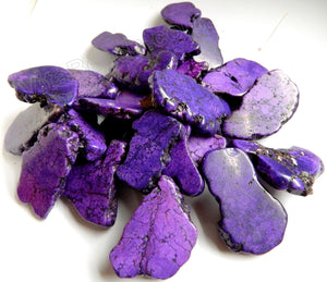 Deep Purple Crack Turquoise - Graduated Irregular Top-drilled Slabs  14"