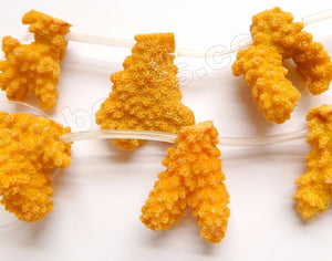 Bright Yellow Coral Natural AA  -  Top Drilled Free Form Nugget Branches 16"    20 - 40 mm