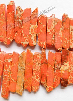 Orange Impression Jasper  -  Graduated Top-drilled Long Rectangle Slabs  16"     6 x 15 mm to 8 x 70 mm