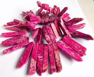 Fuchsia Purple Impression Jasper  -  Graduated Top-drilled Long Rectangle Slabs  16"