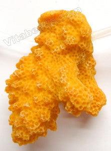Bright Yellow Rough Coral  -  Free Form Tooth Pendant Top Drilled
