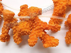 Orange Rough Coral Natural AA  -  Top Drilled Free Form Nuggets Branches 16"    25 - 45 mm