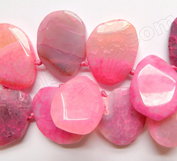 Pink Fire Agate - 25x30 to 30x40mm Graduated Top-drilled Machine Cut Irregular Drop 16"