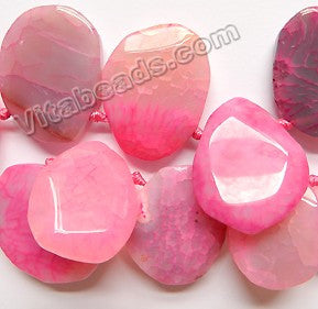 Pink Fire Agate - 25x30 to 30x40mm Graduated Top-drilled Machine Cut Irregular Drop 16"