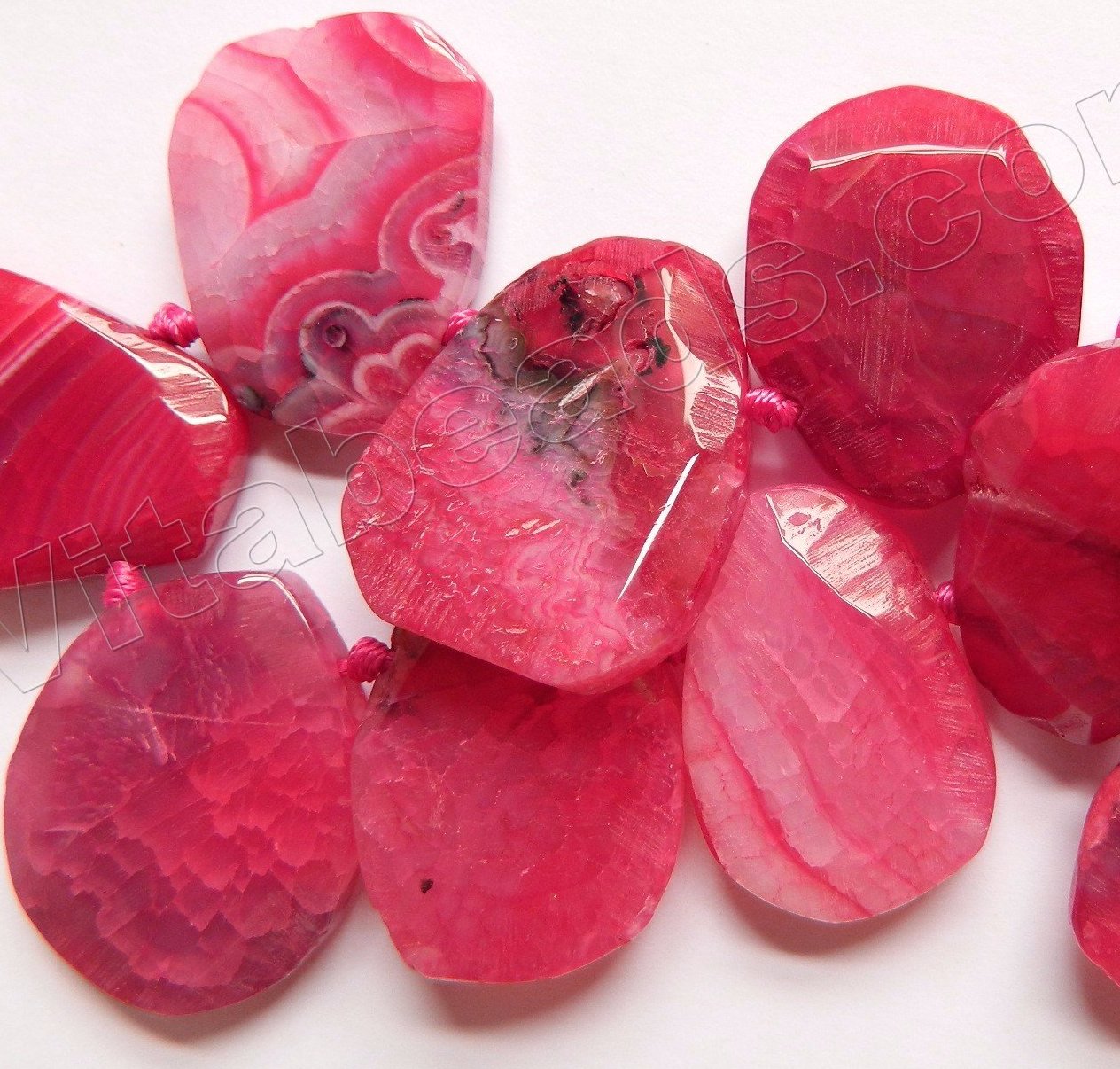 Fuchsia Fire Agate - 25x30 to 30x40mm Graduated Top-drilled Machine Cut Irregular Drop 16"