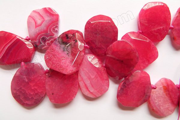 Fuchsia Fire Agate - 25x30 to 30x40mm Graduated Top-drilled Machine Cut Irregular Drop 16"